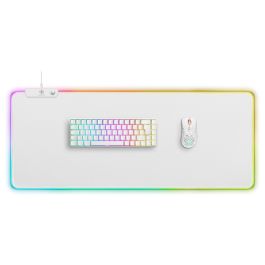 Deltaco Gaming Alfombrilla de Ratón GAM-079-W WMP90 RGB XL para Juegos, Superficie de Tela, Base Antiderrapante, Retroiluminación LED Multicolor, 900x360x4 mm, Blanco
