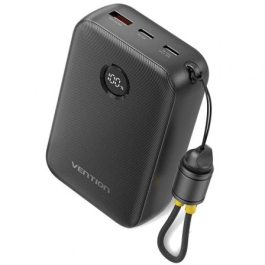 Vention FKBB0-C Powerbank 20000mAh 22.5W con cable USB-C integrado para viaje en avión Negro