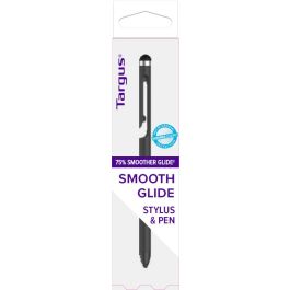 Targus Stylus y Bolígrafo Táctil 2 en 1 con Protección Antimicrobiana, Diseño Delgado y Clip Integrado para Smartphones y Tablets - Negro