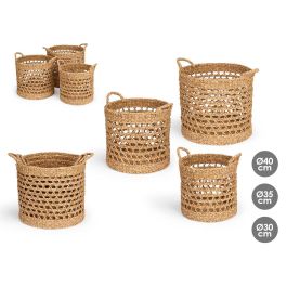 Giftdecor Set 3 Cestos Redondos Calados de Alga de Mar Marrones - 42x44x40 cm - Ideal para Almacenamiento y Decoración Precio: 40.49999954. SKU: B1J6N6JRVM