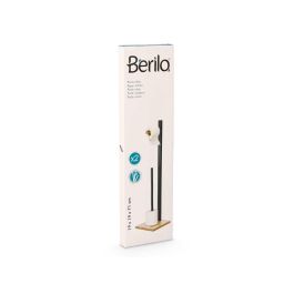 Berilo Portarrollo de Bambú Negro 69.5x3.5x19 cm - Soporte de Papel Higiénico de Pared o Pie para Baño (8 Unidades)
