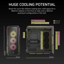 Corsair Caja 5000T LX RGB CC-9011298-WW Cristal Templado Mid-Tower Negro
