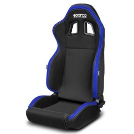 Sparco S009014NRAZ Asiento deportivo R100 My2022 reclinable, ergonómico, tejido 3D, compatible arneses 3/4 puntos Negro-Azul