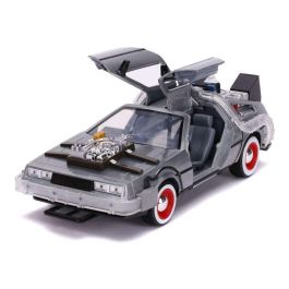 Coche de metal dlorean regreso al futuro iii con luz escala 1:24 30x15x11 cm