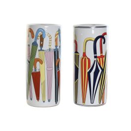 DKD Home Decor Paraguero Romántico de Porcelana Blanco Multicolor 19x19x45 cm (2 Unidades) Precio: 64.79000055. SKU: B17RAY9PJS