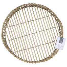 Home Deco Factory Bandeja Con Asas Bambú Natural Diámetro 40 cm