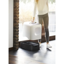 Rotho Mypet Arenero Ecológico Biala, Plástico Reciclado, Filtro Carbón, Puerta Magnética, Blanco Mistletoe