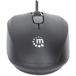 MANHATTAN Ratón óptico USB Comfort II, Ambidextro, 1000 DPI, con Cable, Negro para Oficina