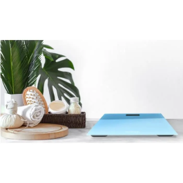 Terraillon TX 1500 Báscula de Baño - Pantalla LCD de Vidrio Ultraplano, Azul, Capacidad 150 kg