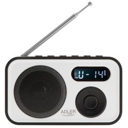 Adler Radio digital PLL AM/FM AD1906 con sintonización automática, pantalla LCD, reloj y alarma, USB-C/Batería, 12,5 x 3 x 7,5 cm