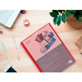 Liderpapel 45680 Carpeta Dossier Dos Bolsas Canguro Polipropileno DIN A4 Roja