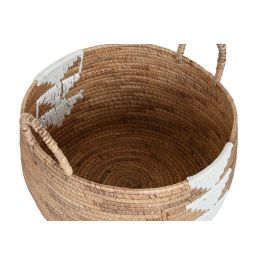 DKD Home Decor Cesta Boho Natural Blanco Seagrass Cuerda Set de 3 Piezas 55 x 40 x 55 cm
