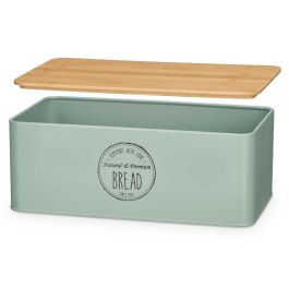 Kinvara Panera de Metal Verde Menta con Tapa de Bambú 33 x 13 x 18 cm (4 Unidades) Kinvara Panera de Metal Verde Menta con Tapa de Bambú 33 x 13 x 18 cm (4 Unidades)