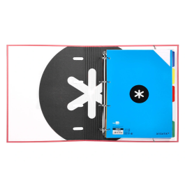 Antartik Carpeta con recambio A4, 4 anillas 40mm, con solapa, forrada, cuadro 5mm, color coral