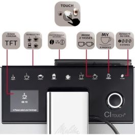 MELITTA CI Touch F630-101 Cafetera con molinillo - Depósito extraíble 1,8L - 2 depósitos de granos - Pantalla táctil - Plata MELITTA CI Touch F630-101 Cafetera con molinillo - Depósito extraíble 1,8L - 2 depósitos de granos - Pantalla táctil - Plata