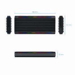 TooQ TQE-2222B Caja Externa SSD M.2 NVMe/NGFF USB 3.1 Gen2 USB-C Sin Tornillos RGB Negro Aluminio