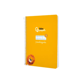 Liderpapel Cuaderno espiral Pautaguía A5 tapa blanda 40 hojas cuadro pautado 3mm color amarillo