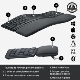 Teclado ergonómico - Inalámbrico - LOGITECH - K860 ERGO - Posición del teclado en dos partes