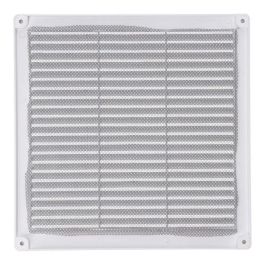 Edm Rejilla ventilación cuadrada ABS con tapones y mosquitera 250x250x7mm blanca