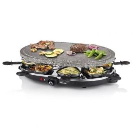 Princess 162720 Parrilla Raclette Oval Stone para 8 Personas, Plancha de Piedra Antiadherente y Termostato, 1200W