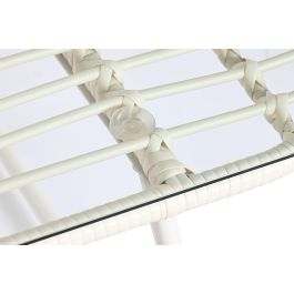 DKD Home Decor Sofá para Terraza y Jardín Blanco Ratán Sintético 74x84x124 cm Set de 4