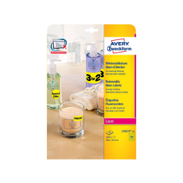 Avery Etiqueta Adhesiva 38,1x21,2 mm Removible Amarillo Fluorescente Caja 1625 Unidades