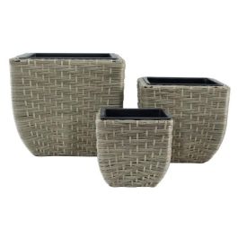 Macetero Terraza Y Jardin DKD Home Decor Natural 40 x 36 x 40 cm Set de 3