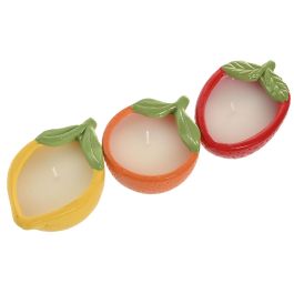 DKD Home Decor Vela Decorativa Multicolor Fragancia Cítrica 10 x 6 x 14 cm (6 Unidades)