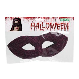 Antifaz Morado Purpurina Telaraña Halloween Carnaval Eventos Temáticos Disfraz Bruja Vampiresa Villana Estilo Gótico
