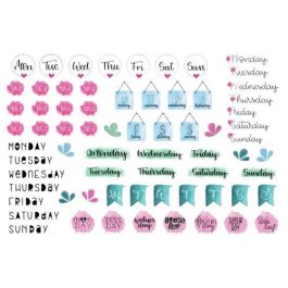 Avery 54542Z Sobre con 2 Hojas 76x120mm y 132 Pegatinas Días de la Semana Adhesivas Desmontables Multicolor Mate Papel