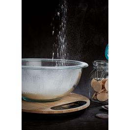 Inde Báscula de Cocina Digital Redonda de Bambú 5 Kg. Dimensiones: 20.8 cm (Largo) x 20.7 cm (Alto) x 4.1 cm (Ancho) (12 Unidades)