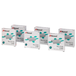 Rexel Grapas 23/8 Acero Caja de 1000 Unidades para Grapadoras de Bricolaje y Uso Intensivo