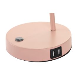 DKD Home Decor Lámpara Sobremesa Urban USB Cristal Metal Casquillo E14 Blanco Rosa 46 cm Alto Pack 4 Unidades