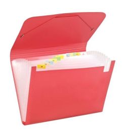 Carchivo Clasificador Acordeón Folio 13 Departamentos con Gomas, Polipropileno Translúcido, Rojo Precio: 4.49999968. SKU: B1F37JADBE