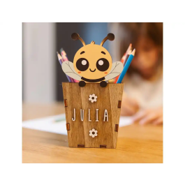 Wondee Cubilete Portalápices Infantil Personalizable de Madera con Kit de Letras y Símbolos para Niños y Niñas.