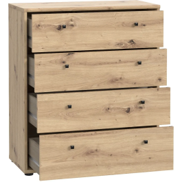 TEMPRA Comoda de 4 Cajones, Efecto Roble Artesano, Dimensiones 73.7 * 34.8 * 85.5 cm, Modelo T2KK212D78