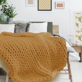 Home Deco Factory Manta De Punto Grueso Amarillo 150x120 cm