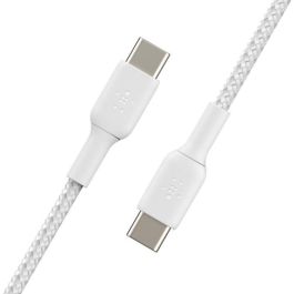 Belkin CAB004BT1MWH Cable Trenzado USB-C a USB-C 1m Blanco, Carga Rápida y Transferencia de Datos