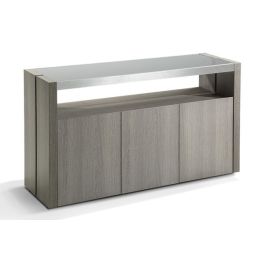DKD Home Decor Buffet Moderno Gris 165x39x76 cm, 4 Puertas, 4 Estanterías, Roble y Cristal Templado Precio: 361.17895. SKU: B15AXF9239