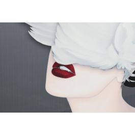 DKD Home Decor Cuadro Moderno Mujer Plumas Blanco Negro 80 x 60 x 3 cm (2 Unidades)