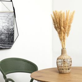 Home Deco Factory Jarrón Damajuana de Vidrio con Trenzado de Papel, Colección Natural, Diámetro 16 cm, Altura 25.5 cm