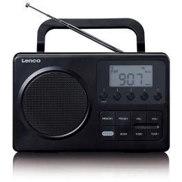 Lenco MPR-035BK - Radio FM portátil, reproductor MP3 y altavoz Bluetooth, color negro