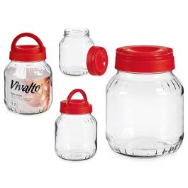 Bote de Vidrio Vivalto 1,7L con Tapa Roja - 13,5x17,5x13,5 cm (6 Unidades) Precio: 14.49999991. SKU: B13MPG8Q2W