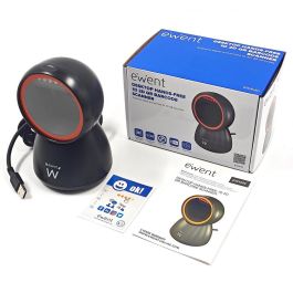 Ewent Lector de Código de Barras Ew3450 2D, Escaneo Omnidireccional y Manos Libres, Compatible con USB