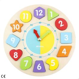 Reloj madera con 13 piezas. 22x7x22 cm - modelos surtidos