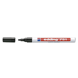Edding Marcador Permanente 751 Tinta Opaca Brillante Negro para Escritura y Decoración