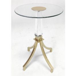 DKD Home Decor Mesita Auxiliar Glam Desmontable, de Metal y Acrílico, Colores Dorado y Transparente, Medidas 42x62x42 cm