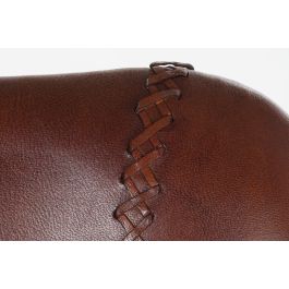 DKD Home Decor Taburete Vintage Piel y Metal Marron Negro 46 x 118 x 45 cm