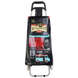 Entre Temps Carro Compra Food Truck Authentic y Menu, 50L, 95cm, Bolso PVC, Cremallera Trasera