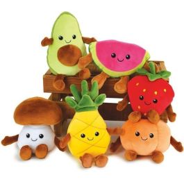 Jemini Caja de Peluches de Frutas y Verduras Fruity, 6 unidades suaves de 17 cm para jugar al mercado: aguacate, naranja, tomate, piña, sandía